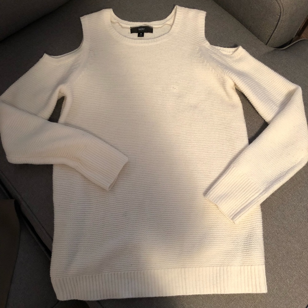 Cold shoulder cream sweater